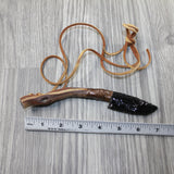 Ghost Wood Handle Obsidian Blade Knife Necklace  #5742 Mountain Man Necklace