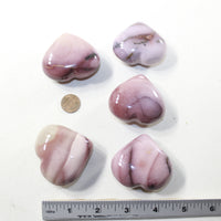 5 Mookaite Hearts Combined Weight of  452 Grams #523-1 Gemstone Hearts