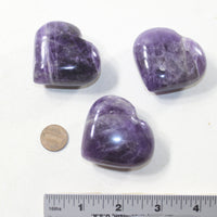 3 Amethyst  Hearts Combined Weight of  243 Grams #413-1 Gemstone Hearts z