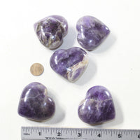 5 Amethyst Hearts Combined Weight of  418 Grams #223-1 Gemstone Hearts