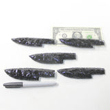 5 Obsidian Ornamental Knife Blades  #4838  Mountain Man Knife