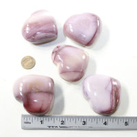 5 Mookaite Hearts Combined Weight of  434 Grams #473-1 Gemstone Hearts