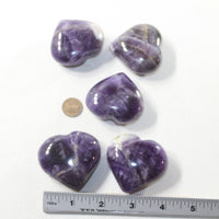 5 Amethyst Hearts Combined Weight of  428 Grams #373-1 Gemstone Hearts