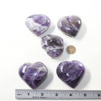 5 Amethyst Hearts Combined Weight of  426 Grams #503-1 Gemstone Hearts