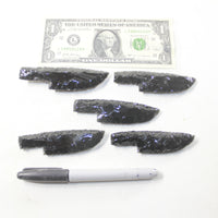 5 Small Obsidian Ornamental Knife Blades  #753-1  Mountain Man Knife