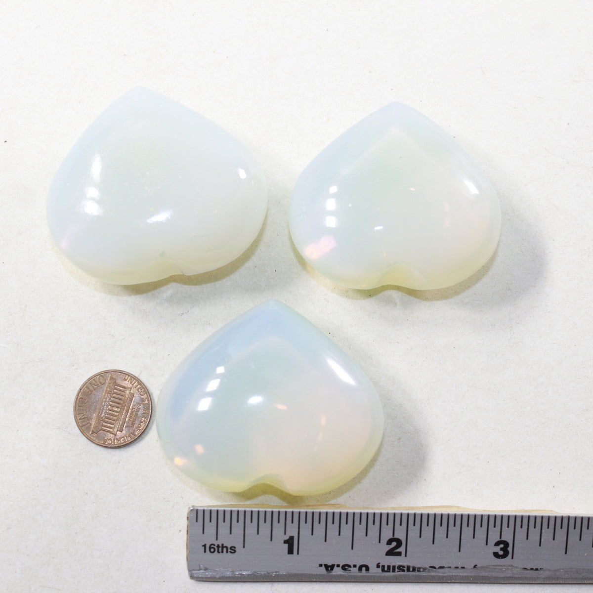 3 Opalite Hearts Combined Weight of 233 Grams #1641 Gemstone Hearts a ...
