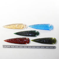 5 Glass Ornamental Spearheads  #9335  Arrowheads