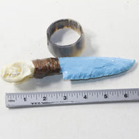 Mink Skull Handle Opaque Glass Blade Ornamental Knife #3941 Mountain Man Knife