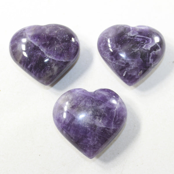 3 Amethyst  Hearts Combined Weight of  244 Grams #183-1 Gemstone Hearts