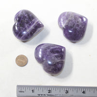 3 Amethyst  Hearts Combined Weight of  243 Grams #413-1 Gemstone Hearts z