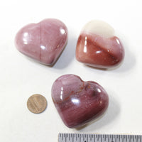 3 Mookaite Hearts Combined Weight of  254 Grams #573-1 Gemstone Hearts