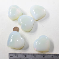 5 Opalite Hearts Combined Weight of  437 Grams #7741 Gemstone Hearts