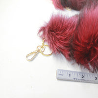 5 Dyed Red Silver Fox Tail Key Rings #9039  Taxidermy Keychain Tassel Bag Tag