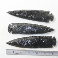3 Obsidian Ornamental Spearheads  #6730  Arrowhead