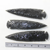 3 Obsidian Ornamental Spearheads  #6730  Arrowhead