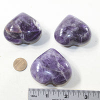 3 Amethyst  Hearts Combined Weight of  244 Grams #183-1 Gemstone Hearts