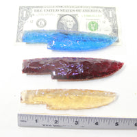 3 Glass Ornamental Knife Blades #4942 Mountain Man Knife