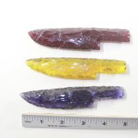 3 Glass Ornamental Knife Blades  #3535