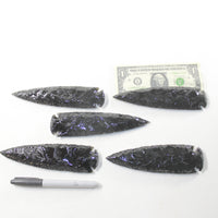 5 Obsidian Ornamental Spearheads  #3235  Arrowhead