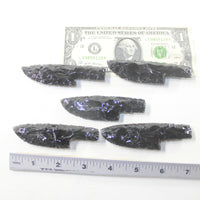 5 Small Obsidian Ornamental Knife Blades  #6035  Mountain Man Knife