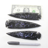3 Obsidian Ornamental Spearheads  #3430  Arrowhead