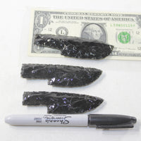3 Small Obsidian Ornamental Knife Blades  #4939  Mountain Man Knife