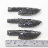 3 Small Obsidian Ornamental Knife Blades  #2435  Mountain Man Knife