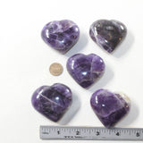 5 Amethyst Hearts Combined Weight of  428 Grams #373-1 Gemstone Hearts