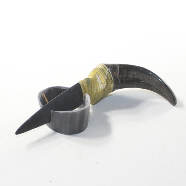 Goat Horn Handle Iron Blade Ornamental Knife #6z3642 Mountain Man Knife