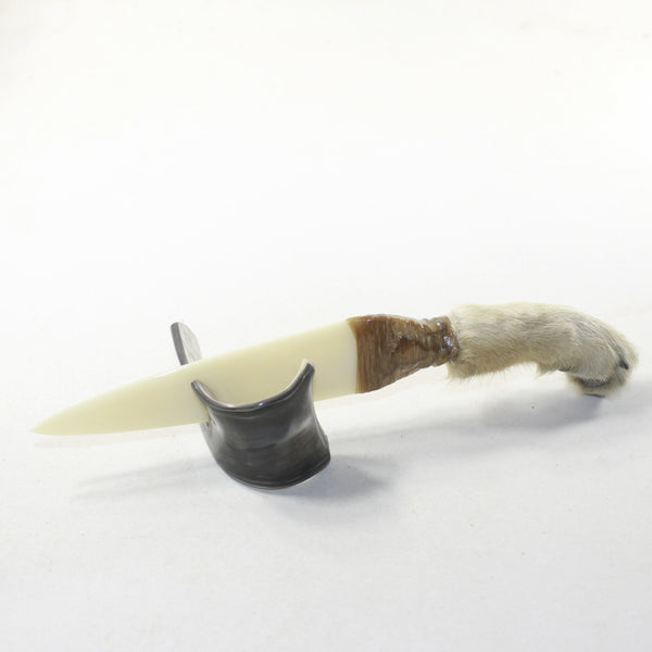 Coyote Foot Handle Bone Blade Ornamental Knife #1638 Mountain Man Knife
