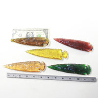 5 Glass Ornamental Spearheads  #3830  Arrowheads