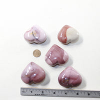 5 Mookaite Hearts Combined Weight of  416 Grams #373-1 Gemstone Hearts