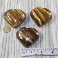 3 Tiger Eye Hearts Combined Weight of  280 Grams #2942 Gemstone Hearts
