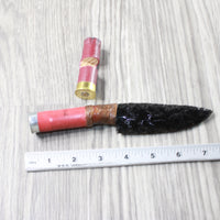 Shotgun Shell Handle Obsidian Blade Ornamental Knife #9054  Mountain Man Knife