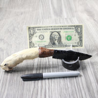 Coyote Foot Handle Obsidian Blade Ornamental Knife #9054  Mountain Man Knife
