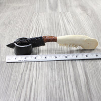 Goat Jaw Handle Obsidian Blade Ornamental Knife #8155  Mountain Man Knife