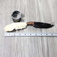Goat Jaw Handle Obsidian Blade Ornamental Knife #8155  Mountain Man Knife