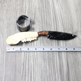 Goat Jaw Handle Obsidian Blade Ornamental Knife #8155  Mountain Man Knife