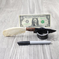 Goat Jaw Handle Obsidian Blade Ornamental Knife #8155  Mountain Man Knife