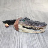 Alligator Head Handle Obsidian Blade Ornamental Knife #7763  Mountain Man Knife