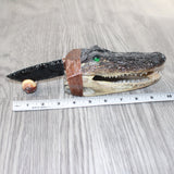 Alligator Head Handle Obsidian Blade Ornamental Knife #7763  Mountain Man Knife