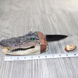 Alligator Head Handle Obsidian Blade Ornamental Knife #7763  Mountain Man Knife