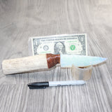Elk Antler Handle Opalite Blade Ornamental Knife #8763     Mountain Man Knife