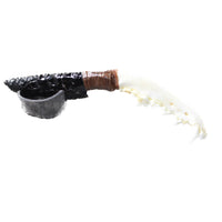 Coyote Jaw Handle Obsidian Blade Ornamental Knife #8155  Mountain Man Knife