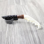 Coyote Jaw Handle Obsidian Blade Ornamental Knife #8155  Mountain Man Knife
