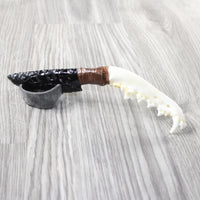 Coyote Jaw Handle Obsidian Blade Ornamental Knife #8155  Mountain Man Knife