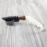 Coyote Jaw Handle Obsidian Blade Ornamental Knife #8155  Mountain Man Knife