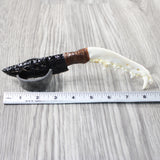 Coyote Jaw Handle Obsidian Blade Ornamental Knife #8155  Mountain Man Knife