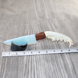 Coyote Jaw Handle Opalite Blade Ornamental Knife #8763     Mountain Man Knife