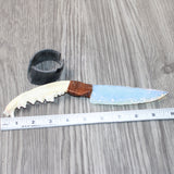 Coyote Jaw Handle Opalite Blade Ornamental Knife #8763     Mountain Man Knife